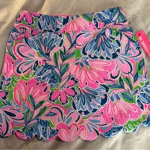 NWT Lilly Pulitzer Luxletic Monica Scalloped Golf Gecko Green - Tiger Sunrise